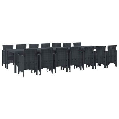 Garden Dining Set with Cushions 15 pcs Anthracite PP