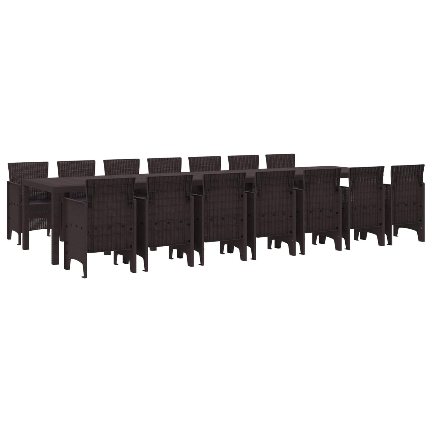 Garden Dining Set with Cushions 15 pcs Brown PP