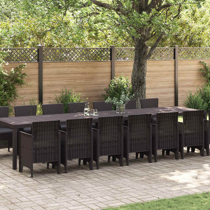 Garden Dining Set with Cushions 15 pcs Brown PP