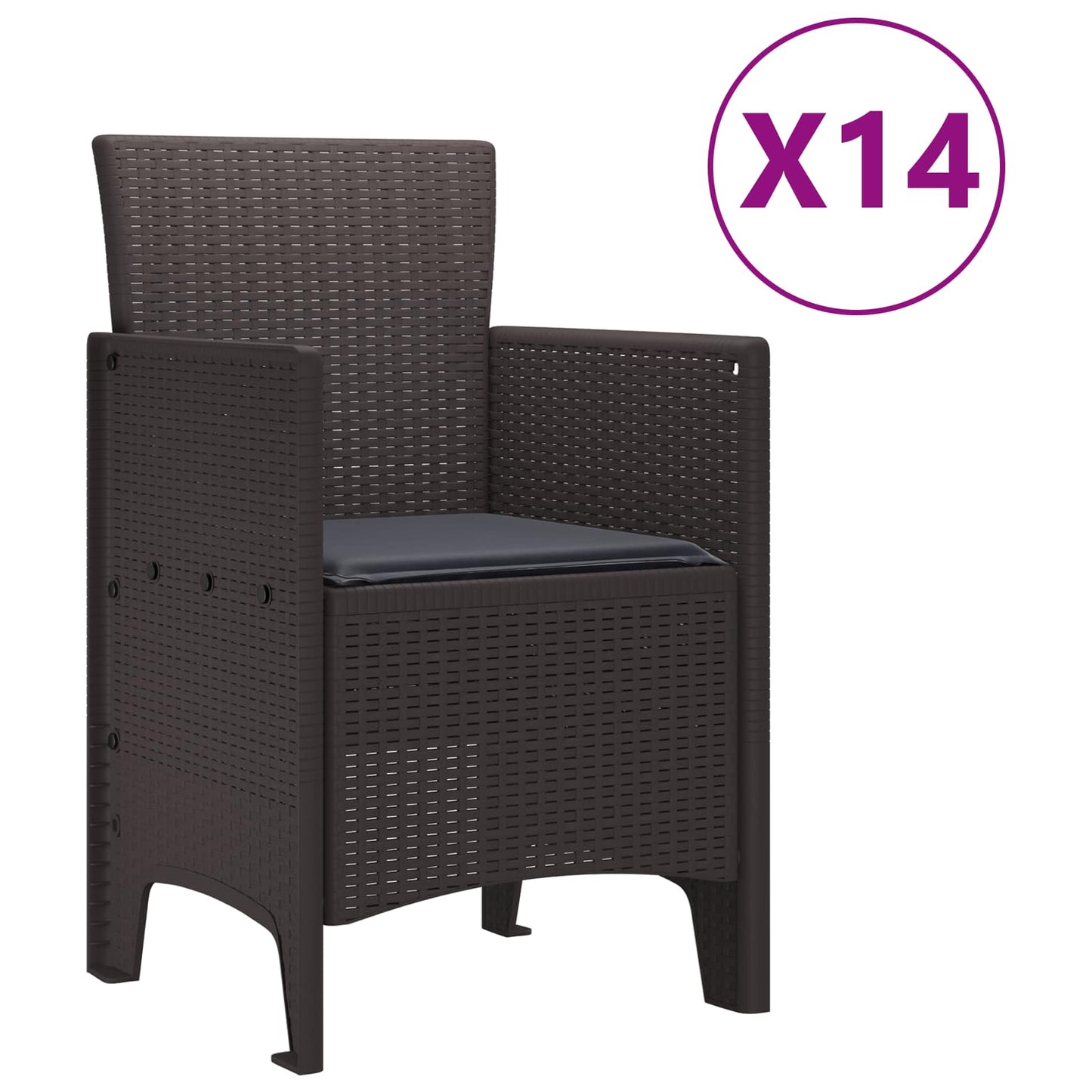Garden Dining Set with Cushions 15 pcs Brown PP