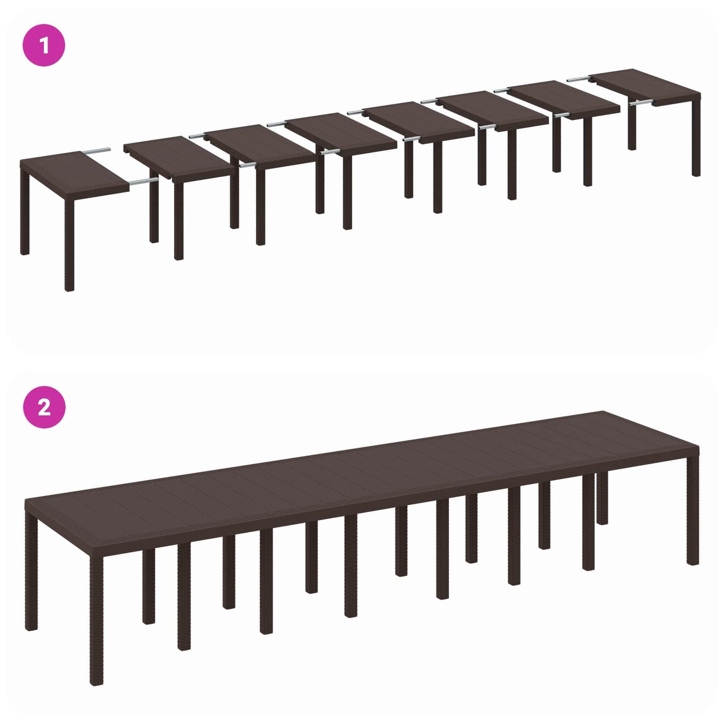 Garden Dining Set with Cushions 15 pcs Brown PP