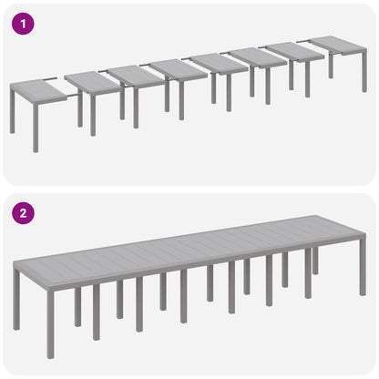 Garden Dining Set with Cushions 15 pcs Light Grey PP