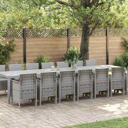 Garden Dining Set with Cushions 15 pcs Light Grey PP