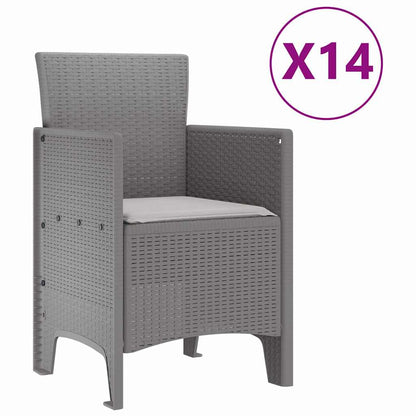 Garden Dining Set with Cushions 15 pcs Light Grey PP