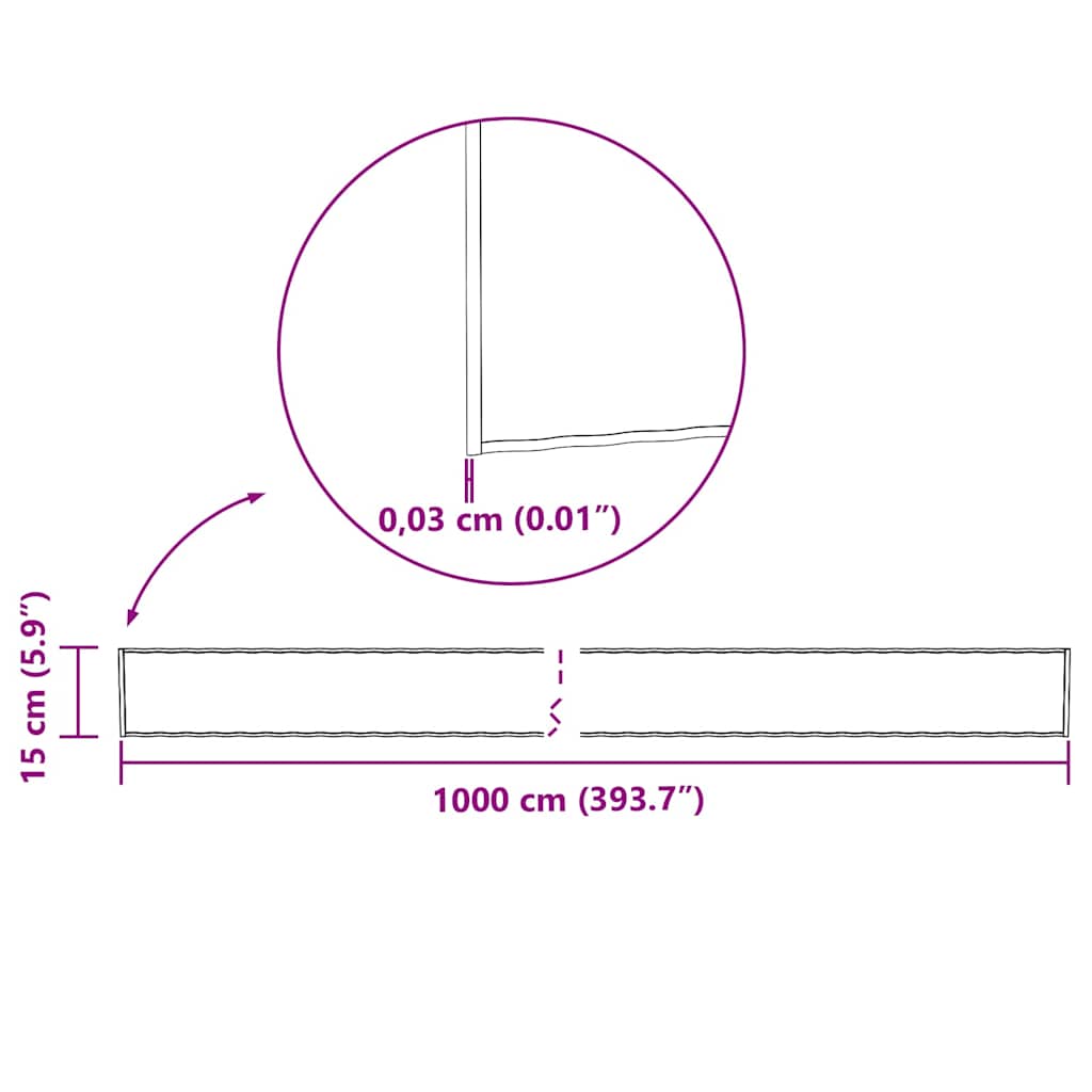 Lawn Edge Silver 1000 x 15 x 0.03 cm Galvanized Steel
