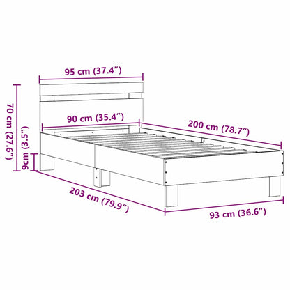 Bed Frame Old Wood 203 x 95 x 70 cm Engineered Wood