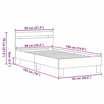 Bed Frame Artisan Oak 193 x 95 x 88 cm Engineered Wood