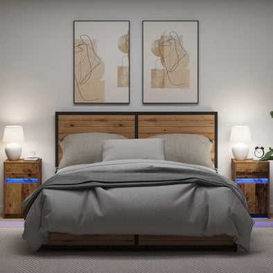 Bedside Cabinet 2 pcs Old wood 38 x 34 x 61 cm Particle board