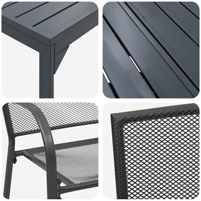 Garden Dining Set 9 pcs Anthracite Powder-coated Steel