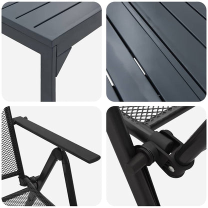 Garden Dining Set 9 pcs Anthracite Powder-coated Steel