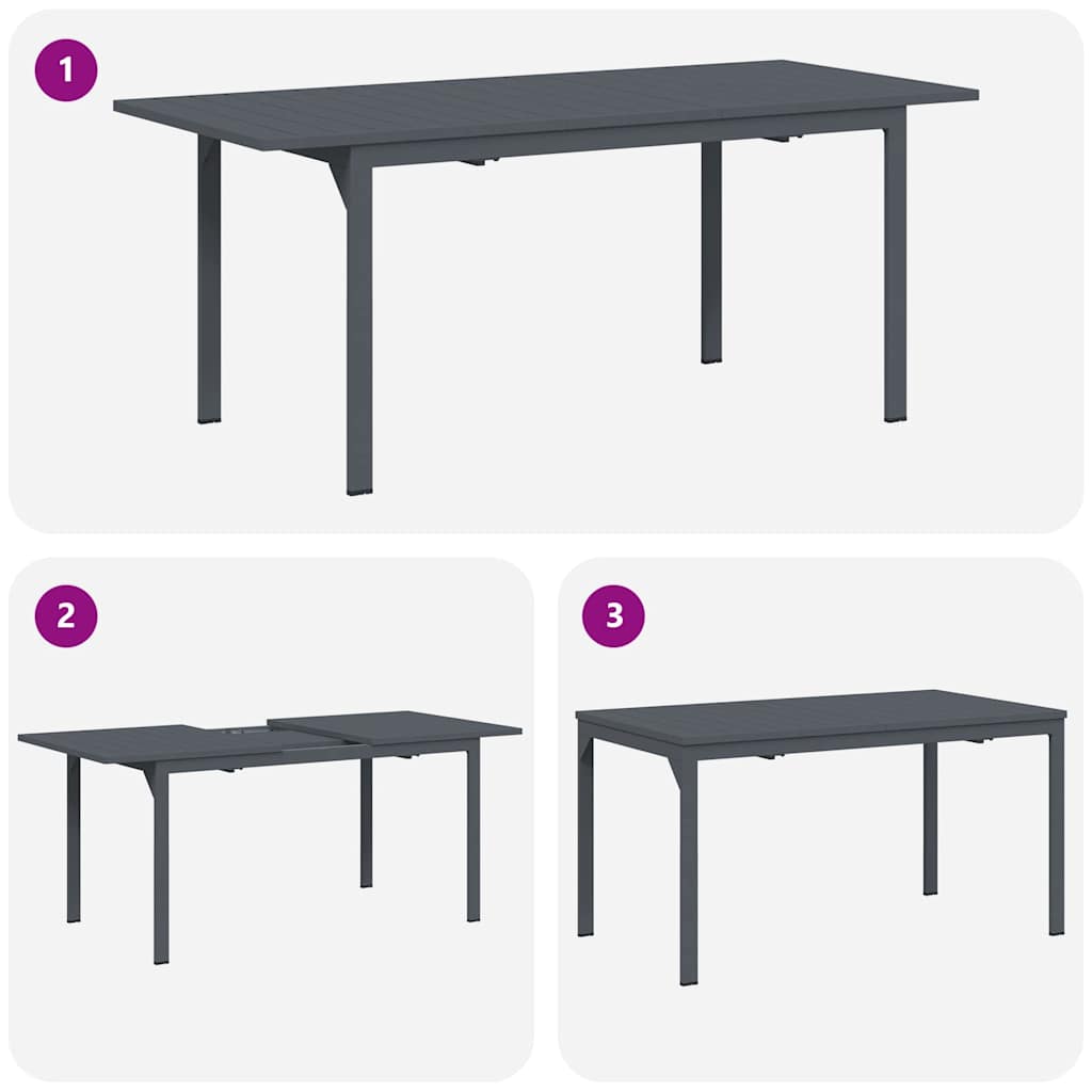 Garden Dining Set 9 pcs Anthracite Powder-coated Steel