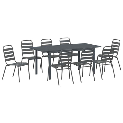 Garden Dining Set 9 pcs Anthracite Powder-coated Steel