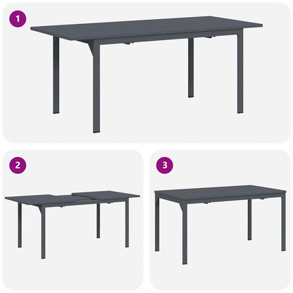 Garden Dining Set 9 pcs Anthracite Powder-coated Steel