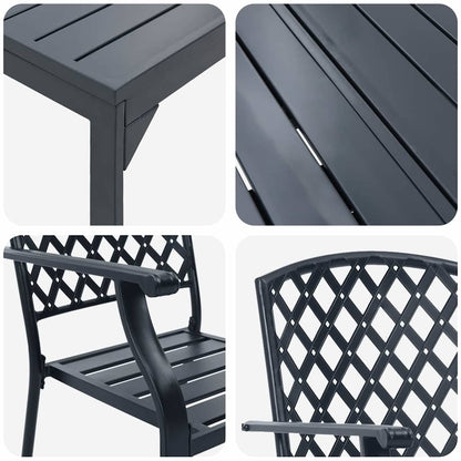 Garden Dining Set 9 pcs Anthracite Powder-coated Steel