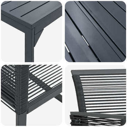 Garden Dining Set 7 pcs Black Poly Rattan