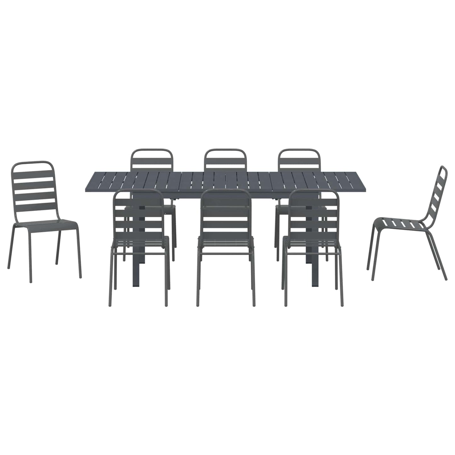 Garden Dining Set 9 pcs Anthracite Powder-coated Steel