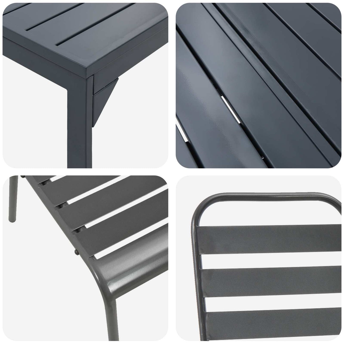 Garden Dining Set 11 pcs Anthracite Powder-coated Steel