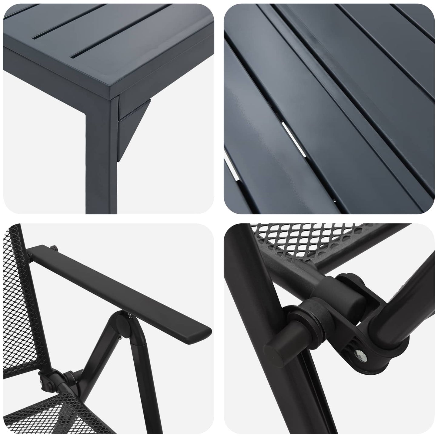 Garden Dining Set Folding 9 pcs Anthracite Steel