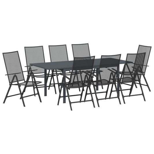 Garden Dining Set 9 pcs Anthracite Steel