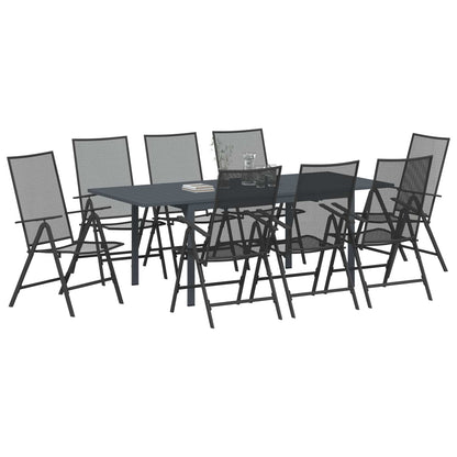 Garden Dining Set Folding 9 pcs Anthracite Steel