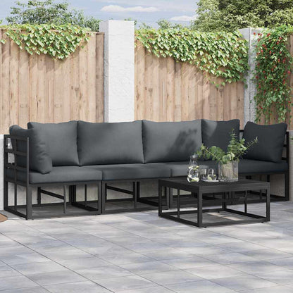 Garden Sofa Set 4 pcs Black Metal