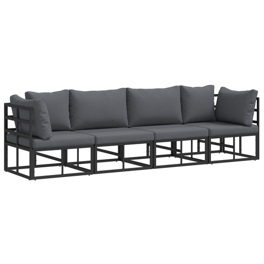 Garden Sofa Set 4 pcs Black Metal