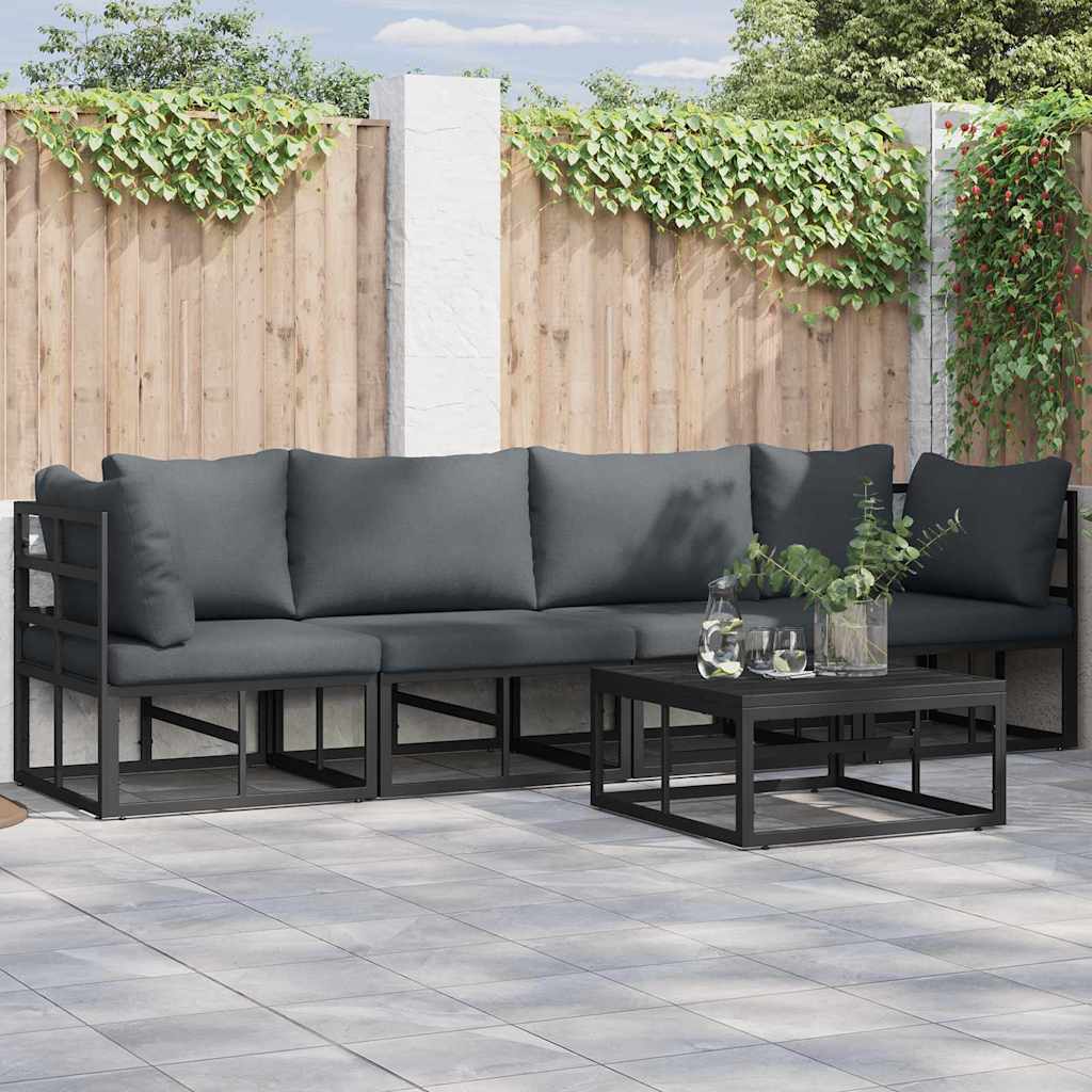Garden Sofa Set 5 pcs Black Metal