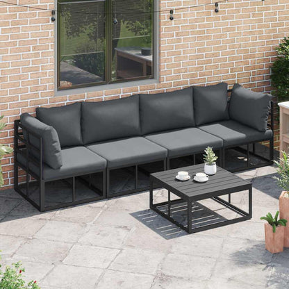 Garden Sofa Set 5 pcs Black Metal