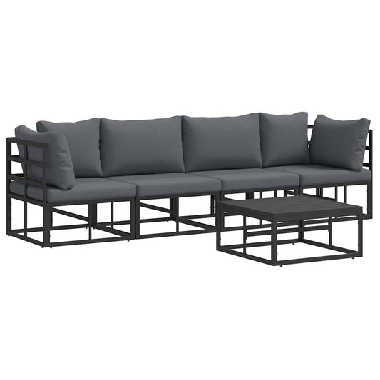 Garden Sofa Set 5 pcs Black Metal