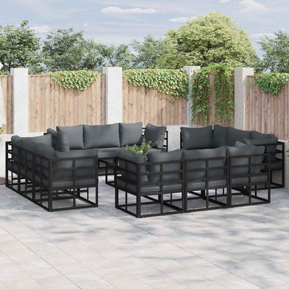 Garden Sofa Set 12 pcs Black Metal