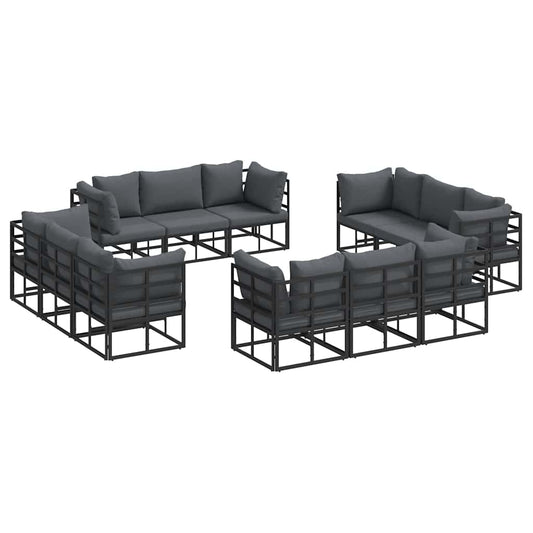 Garden Sofa Set 12 pcs Black Metal