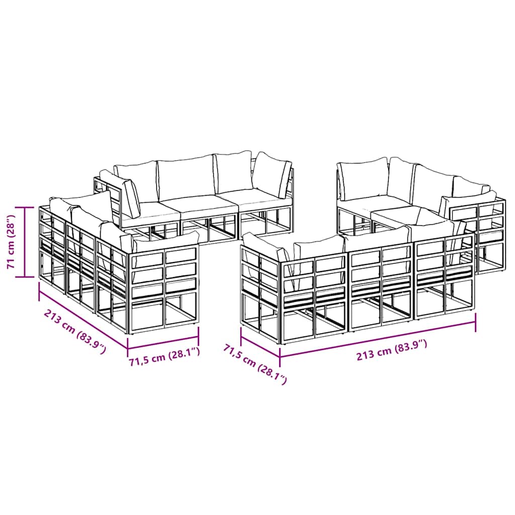 Garden Sofa Set 12 pcs Black Metal