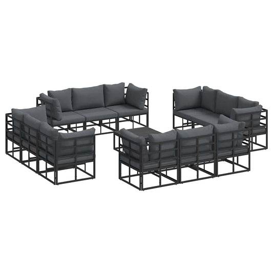 Garden Sofa Set 13 pcs Black Metal