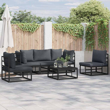 Garden Sofa Set with Cushion 5 pcs Black Aluminium