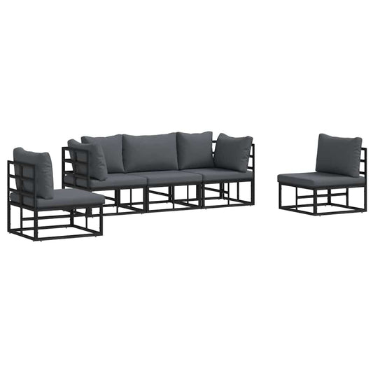 Garden Sofa Set 5 pcs Black Aluminium