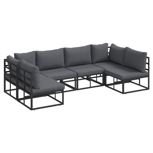 Garden Sofa Set 6 pcs Black Aluminium