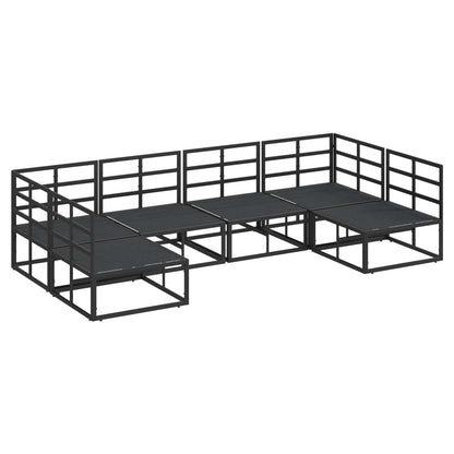Garden Sofa Set with Cushion 6 pcs Black Aluminium