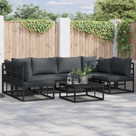 Garden Sofa Set 7 pcs Black Aluminium
