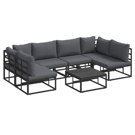 Garden Sofa Set 7 pcs Black Aluminium