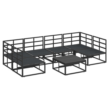 Garden Sofa Set with Cushion 7 pcs Black Aluminium