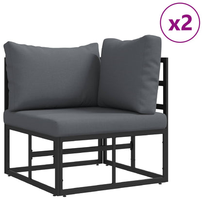 Garden Sofa Set with Cushion 7 pcs Black Aluminium