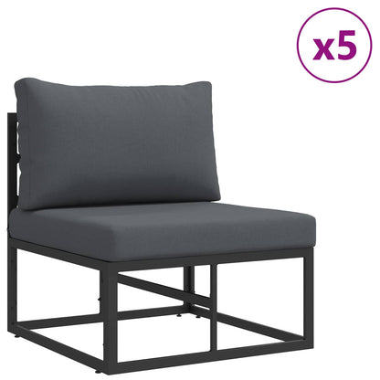 Garden Sofa Set with Cushion 8 pcs Black Aluminium