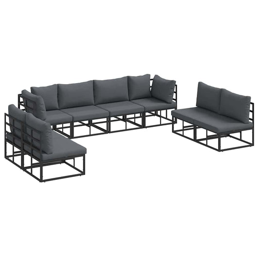 Garden Sofa Set 8 pcs Black Aluminium