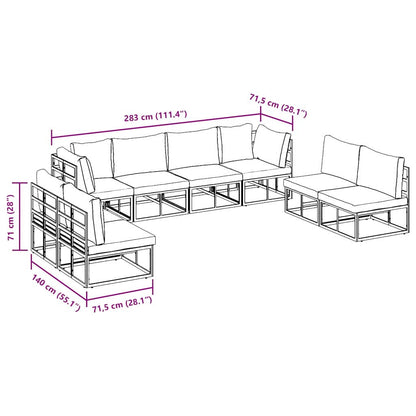 Garden Sofa Set with Cushion 8 pcs Black Aluminium