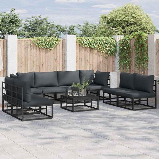 Garden Sofa Set 9 pcs Black Aluminium