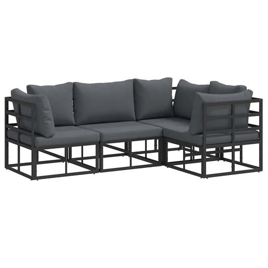 Garden Sofa Set 4 pcs Black Aluminium