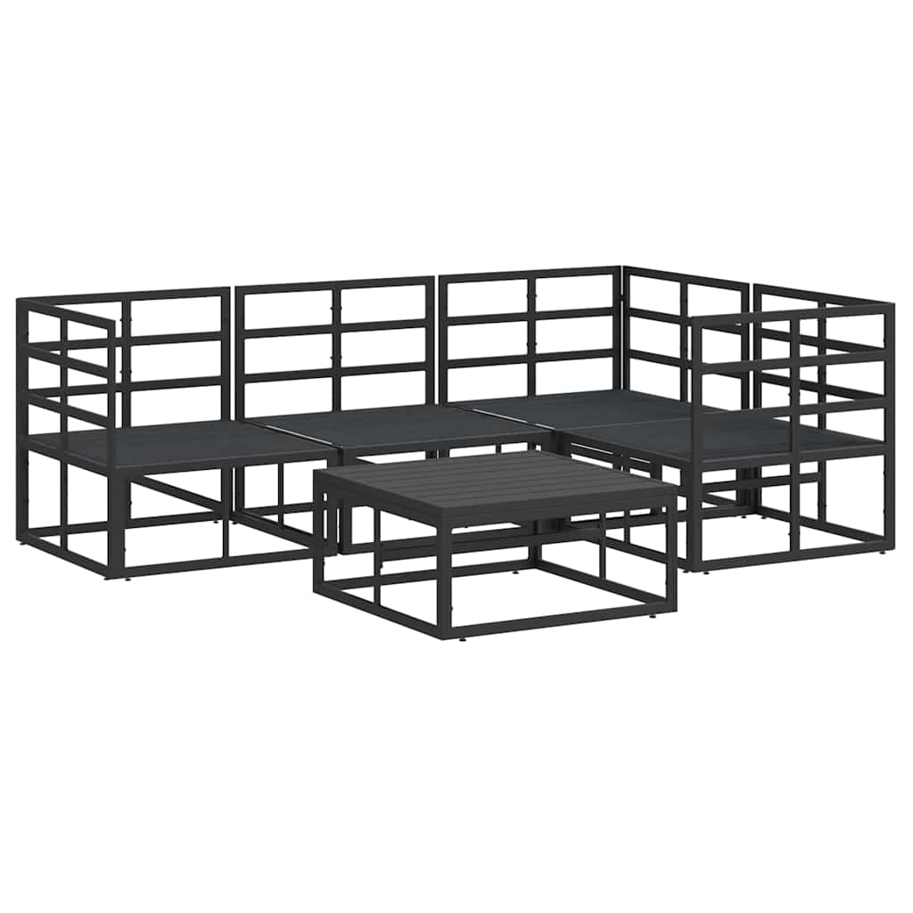 Garden Sofa Set with Cushion 5 pcs Black Aluminium