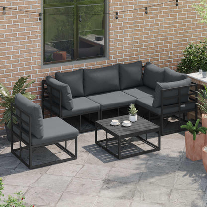 Garden Sofa Set with Cushion 5 pcs Black Aluminium