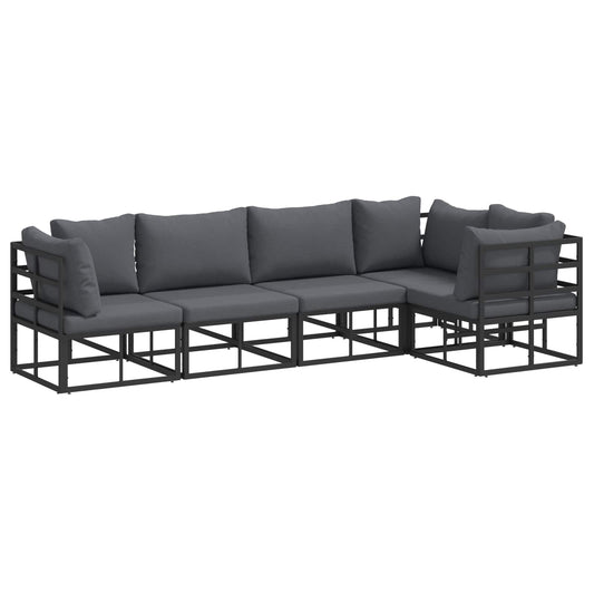 Garden Sofa Set 5 pcs Black Aluminium