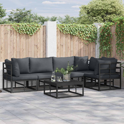 Garden Sofa Set with Cushion 6 pcs Black Aluminium